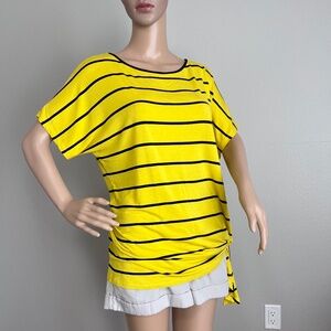 Michael Cors Women’s Yellow Striped Short-Sleeve Top size M